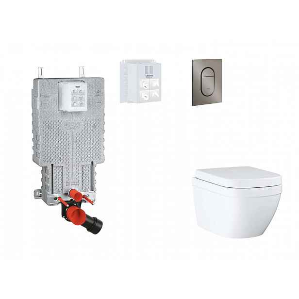 Grohe Uniset - Set předstěnové instalace, klozetu, sedátka SoftClose a tlačítka Arena Cosmopolitan S, Triple Vortex, kartáčovaný Hard Graphite SANI15B