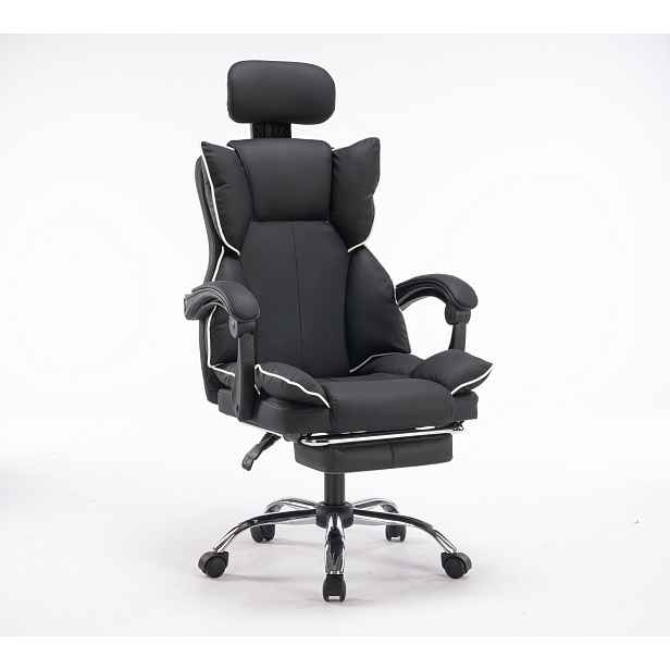 Kancelářská otočná židle Leon, pohodlná ergonomická podnožka, černá