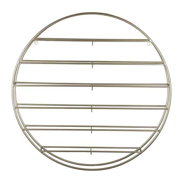 Nástěnný kovový regál na víno ve zlaté barvě počet lahví 12 80x80x9 cm Redondo – PT LIVING