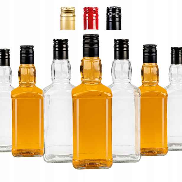 TEMU 40 ks 0,5 l lahviček na alkohol, whisky, vodku, domácí likér, tinktury, likéry, víno - 500 ml transparentní skleněné lahvičky, silné sklo, pevné