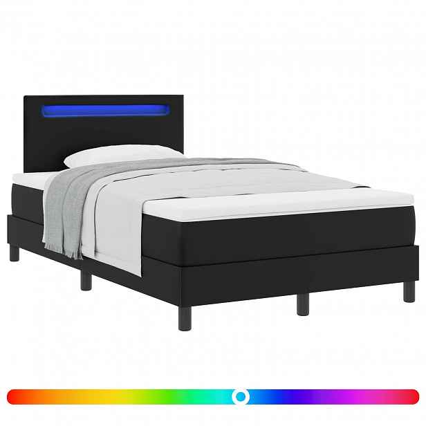 vidaXL Postel s boxspringem s LED pásky Černá 120 x 200 cm Umělá kůže