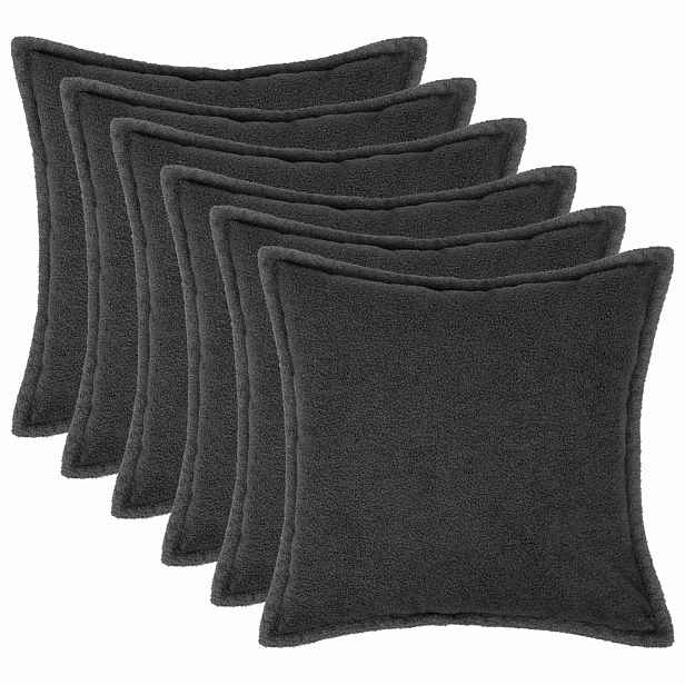 vidaXL Povlak na polštář 6 pcs HOUTEN Tmavě šedá 80 x 80 cm Bouclé