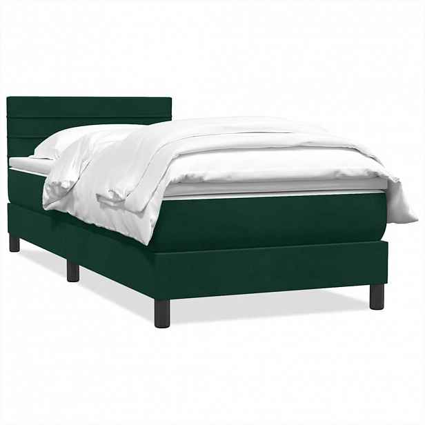 vidaXL Box spring postel s matrací tmavě zelená 80x220 cm samet