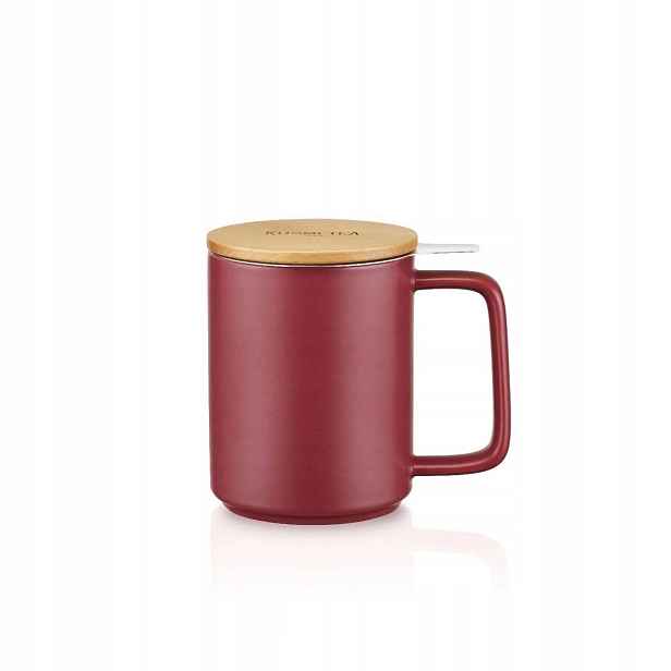 Porcelánový hrnek se sítkem Kusmi Tea, 480 ml, vínově červená