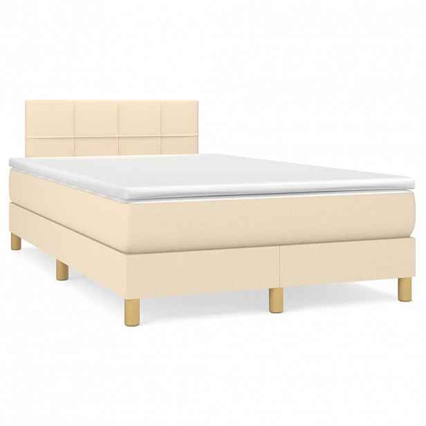 vidaXL Box spring postel s matrací krémová 120x200 cm textil