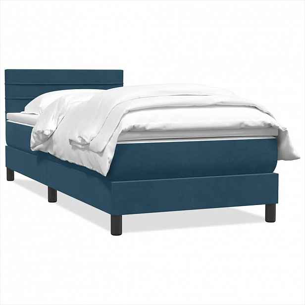 vidaXL Box spring postel s matrací tmavě modrá 80x220 cm samet