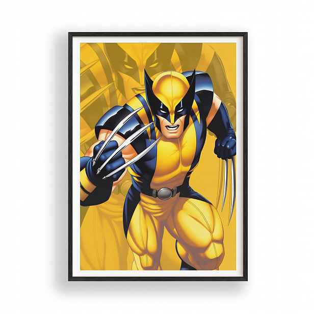 Plakát motivem Wolverina s Avengers v černém dřevěném Rámeček 30x42 cm
