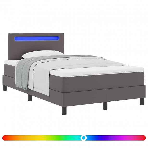 vidaXL Postel s boxspringem s matrací Šedá 120 x 200 cm Umělá kůže