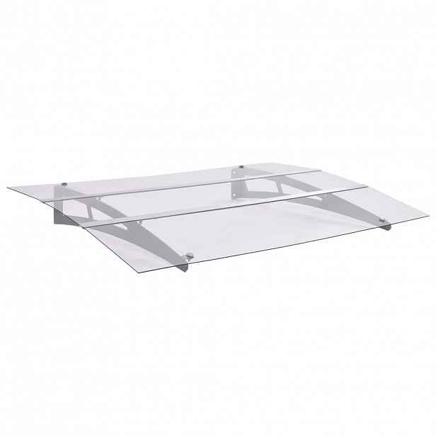 vidaXL Stříška na dveře stříbrná a průhledná 150x90 cm PET