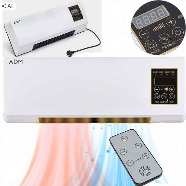 Vzduchová Clona Výkon 1200 W Dům Kancelář Adm 2069 2 V 1 Ohřívač Ventilátor