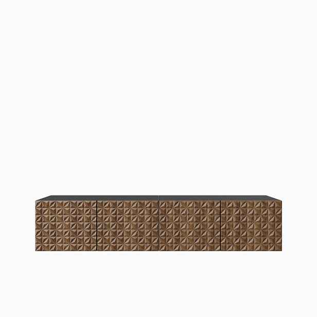 MASSENO ZÁVĚSNÝ TV STOLEK ROVA, 200/41/40 cm, černý /, dekor dub