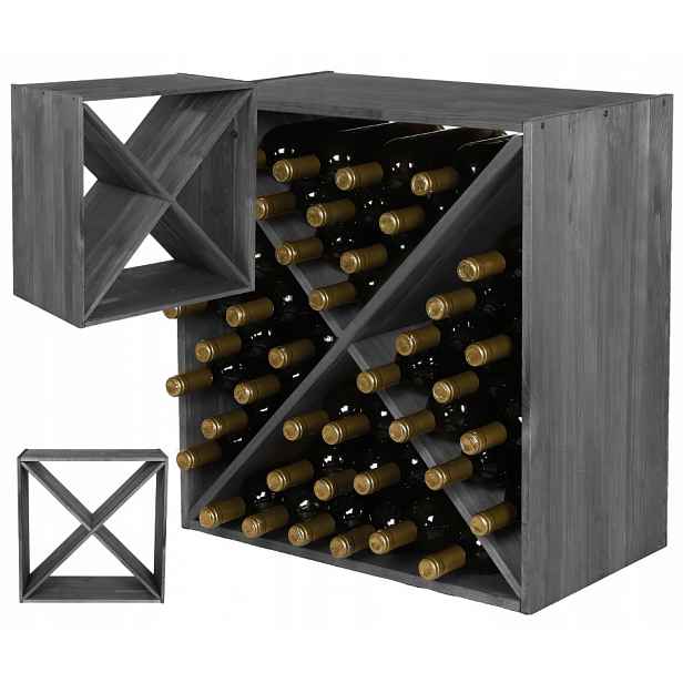 Stojan na víno skříňka na lahve regál typu X 60x60x30 cm Pevný Prostorný