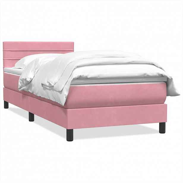 vidaXL Box spring postel s matrací růžová 80x220 cm samet