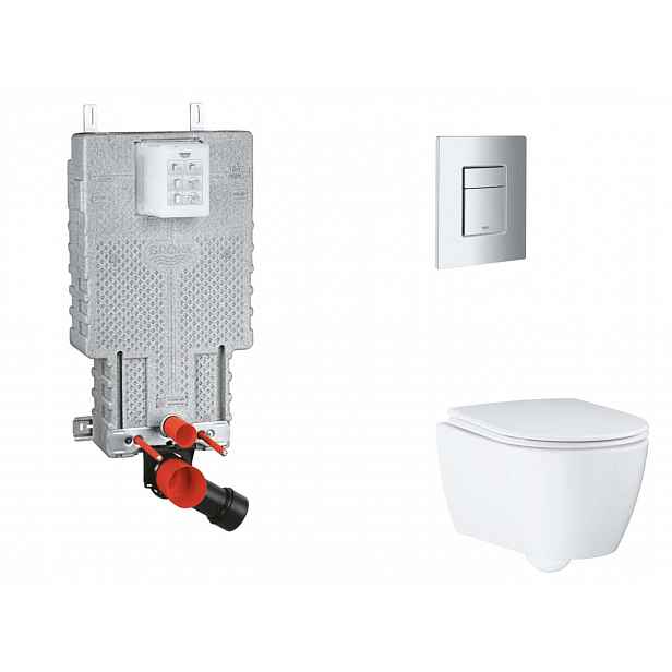 Grohe Uniset - Set předstěnové instalace, klozetu, sedátka SoftClose a tlačítka Skate Cosmopolitan, matný chrom SANI15BB2111
