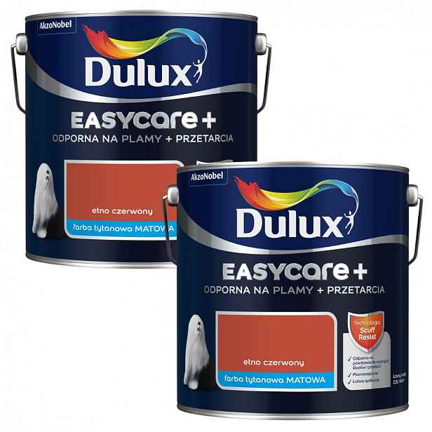 Set Dulux Easycare+ 2x2,5L Barva Latexová Barva Etno Červená 5L
