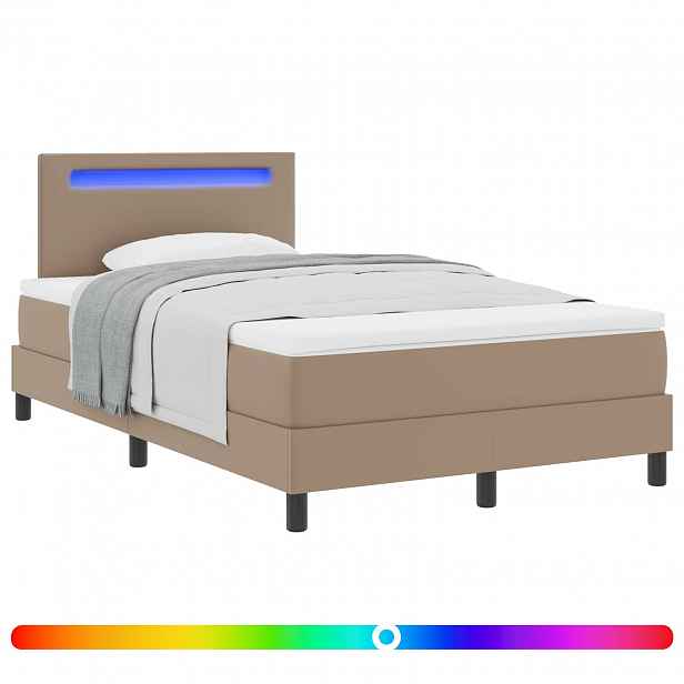 vidaXL Postel s boxspringem s čelo Cappuccino 120 x 200 cm Umělá kůže