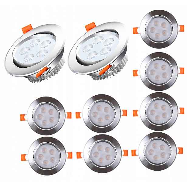 10 ks Led zapuštěné reflektorové svítidlo pod omítku, bílé, kulaté, 5 W, 500 lm