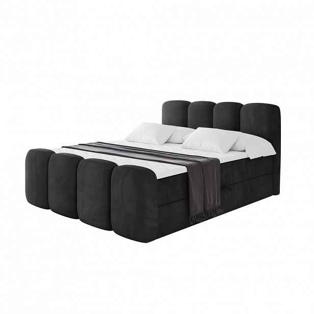 ALTDECOR AMERICKÁ postel s matrací H4 a lamelovým roštem – NINA-Z – 200 x 200 cm – černá