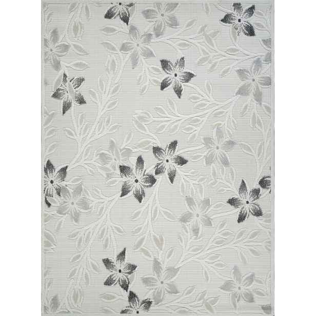 Koberec Boho 80x150 cm do obývacího pokoje, měkký krémový vzor s květinami a 3D efektem