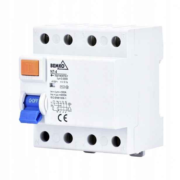 Proudový chránič Ac 4P25A 4P 30mA IP20 240v 25A Bemko