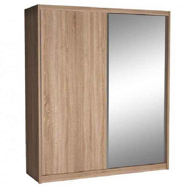 Šatní skříň 208 cm s posuvnými dveřmi se zrcadlem BERLINA 1 - dub sonoma