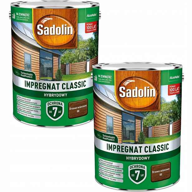 Set Sadolin Classic 2x4,5L Impregnat Na Dřevo Třešňové Dřevo 9L