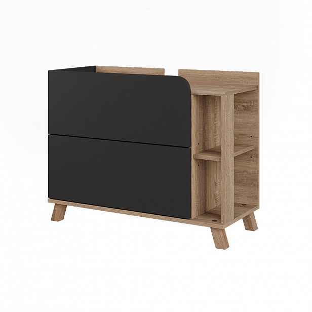Vicco DOLNÍ SKŘÍŇKA POD DŘEZ Karen, Antracit/Sonoma, 80 x 65 cm se 2 zásuvkami