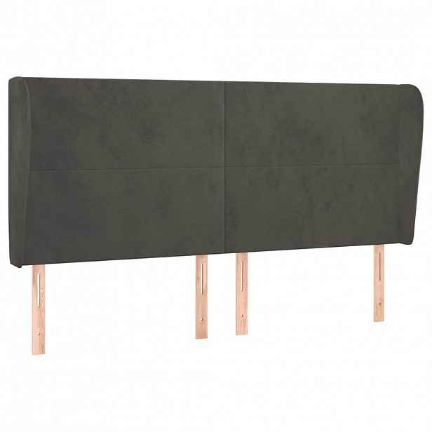 vidaXL Čelo postele typu ušák tmavě šedé 203x23x118/128 cm samet