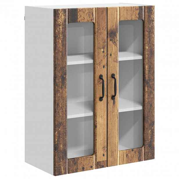 vidaXL Nástěnná skleněná skříň LUCCA Staré dřevo 60 x 31 x 80 cm
