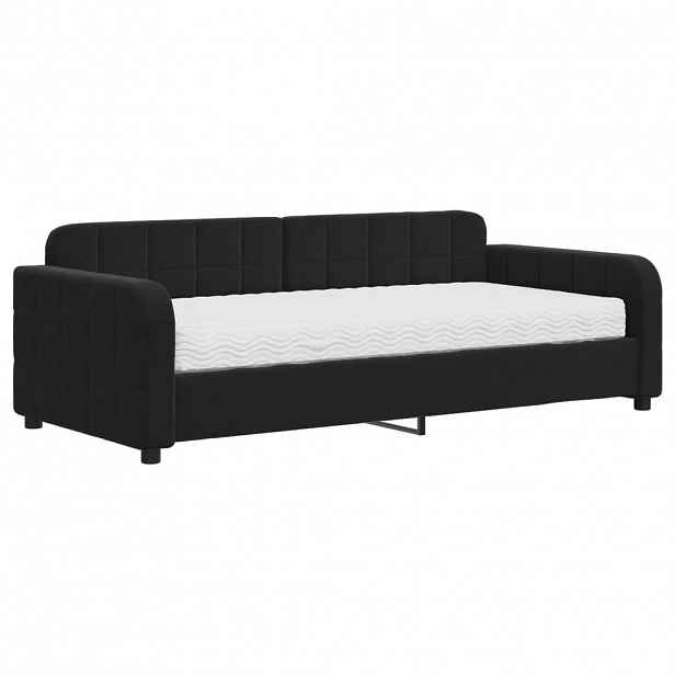 vidaXL Válenda s matrací černá 90 x 190 cm samet