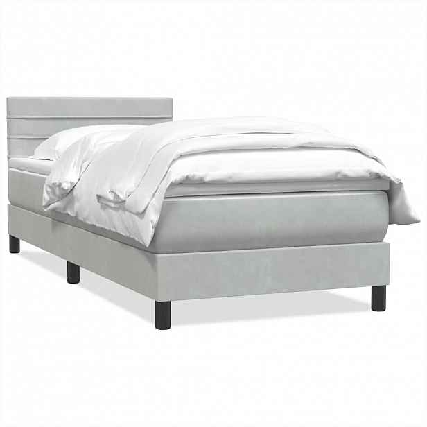 vidaXL Box Spring Postel s matrací Světle šedá 90x220 cm Samet