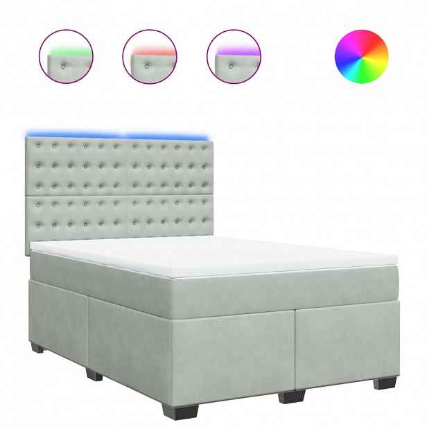 vidaXL Box spring postel s matrací světle šedá 140x200 cm samet