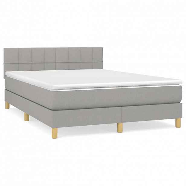 vidaXL Box spring postel s matrací světle šedá 140 x 190 cm textil