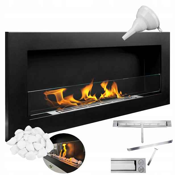 Biokrb černý S Sklem 90x40 cm Slim Regulace Krbu Gmt 1L Biopaliva