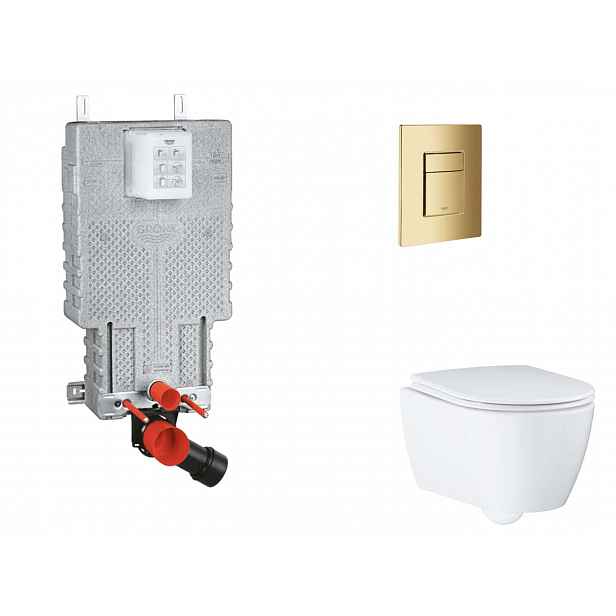 Grohe Uniset - Set předstěnové instalace, klozetu, sedátka SoftClose a tlačítka Skate Cosmopolitan, Cool Sunrise SANI15BB4117