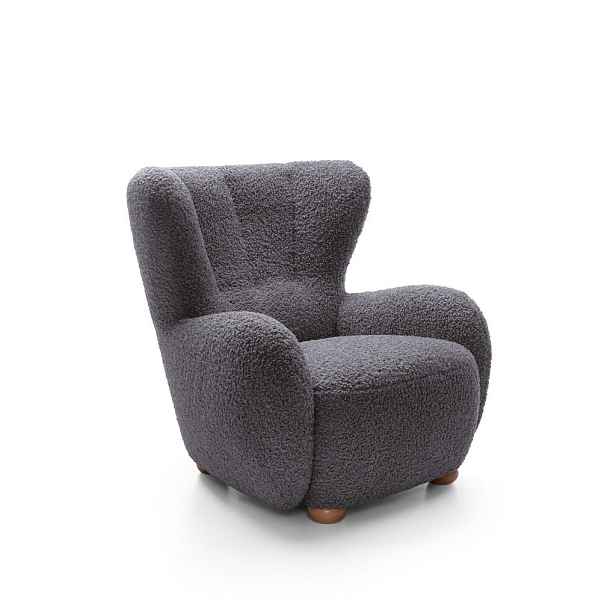 MASSENO KLASICKÉ ČALOUNĚNÉ RELAXAČNÍ KŘESLO MIST, látka bouclé, hnědé