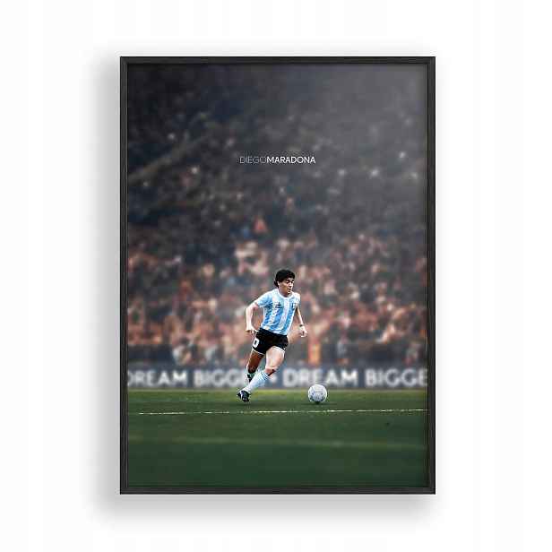 Obraz Diego Maradona Plakát Rámeček Dřevěný Černý 30x42 cm