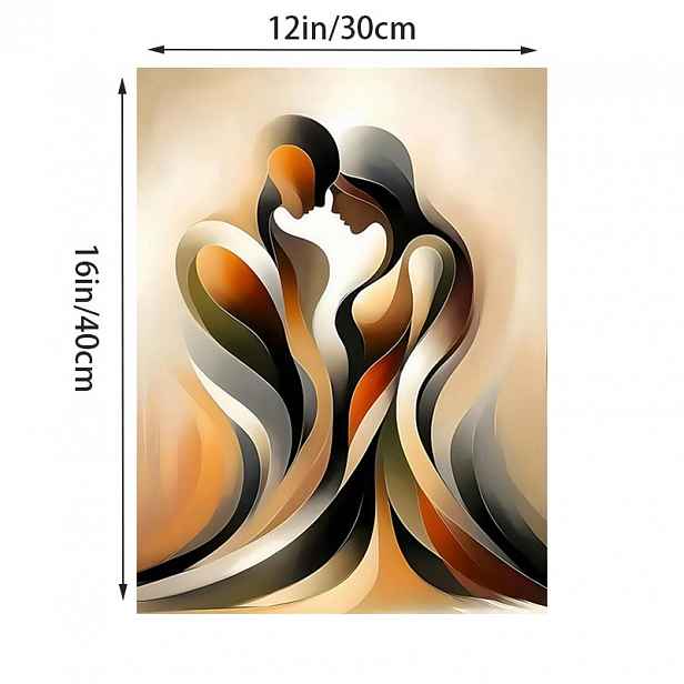 TEMU 1ks Moderní Abstraktní Pár Láska Plátno Tisk Poster, Jedinečné Kreativní Stěnové Umělecké Dekorace, Vodotěsné, 12x16 Palců, Bez Rámu, Umělecký