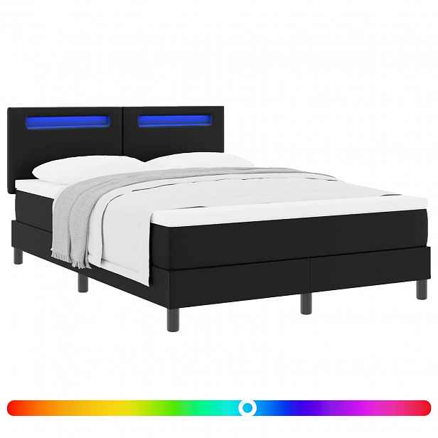 vidaXL Postel s boxspringem s LED pásky Černá 140 x 190 cm Umělá kůže