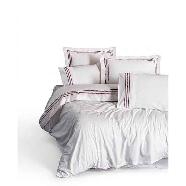 Bílé povlečení na jednolůžko z bavlny Renforcé 140x200 cm Red Heritage Lines – Mila Home Luxury
