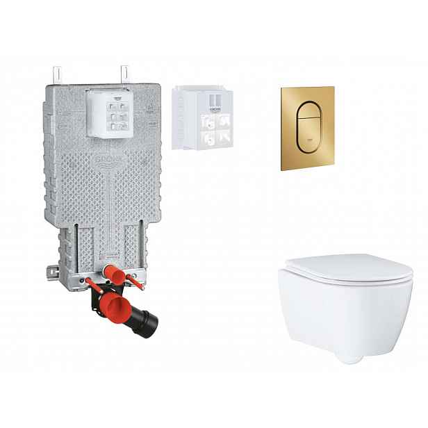 Grohe Uniset - Set předstěnové instalace, klozetu, sedátka SoftClose a tlačítka Arena Cosmopolitan S, kartáčovaný Cool Sunrise SANI15BB4119