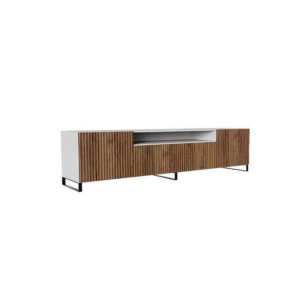 MASSENO STOJACÍ TV STOLEK VAREN, 200/41/40 cm, bílý /, dekor dub