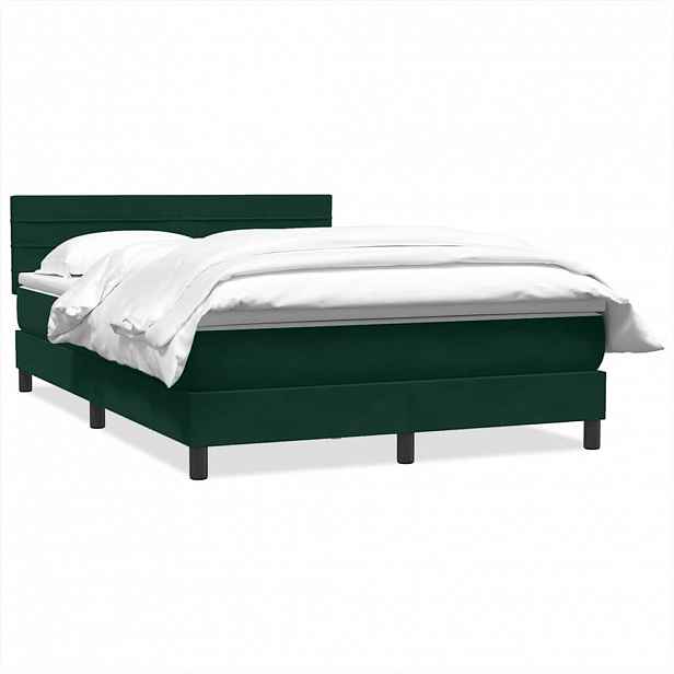 vidaXL Box spring postel s matrací tmavě zelená 160x220 cm samet