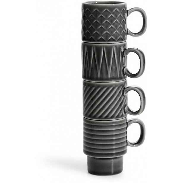 Sagaform Retro Espresso Hrnky 4 ks šedé
