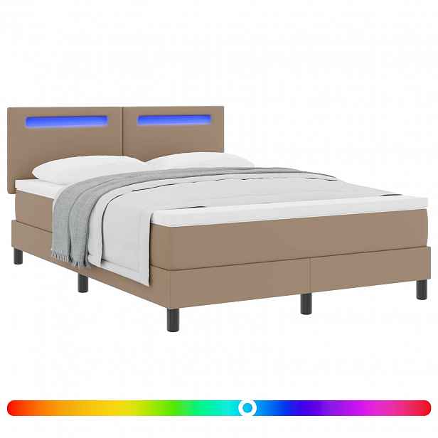 vidaXL Postel s boxspringem s čelo Cappuccino 140 x 190 cm Umělá kůže