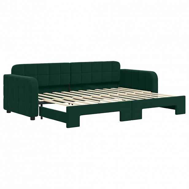 vidaXL Válenda s přistýlkou tmavě zelená 80 x 200 cm samet