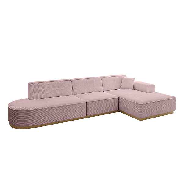 ALTDECOR ROHOVÁ SEDAČKA s otomanem, pravá IREA-L2-v2 327x165x80 Růžová Manšestr