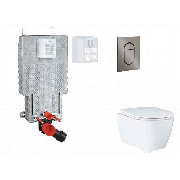 Grohe Uniset - Set předstěnové instalace, klozetu, sedátka SoftClose a tlačítka Arena Cosmopolitan S, kartáčovaný Hard Graphite SANI15BB5112