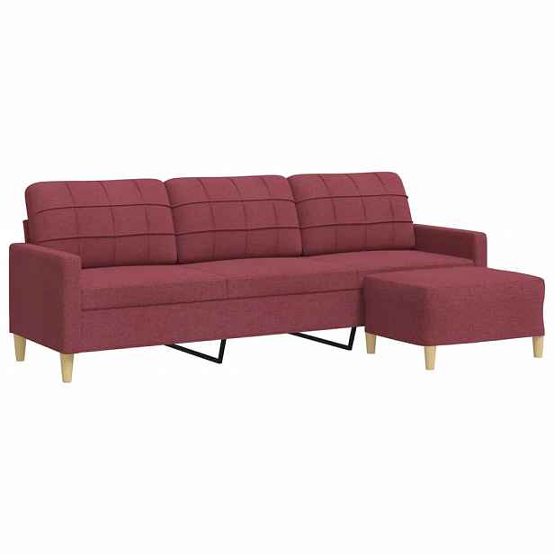 vidaXL 3místná pohovka s podnožkou vínová 210 cm textil
