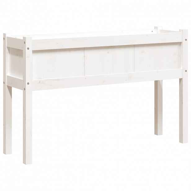 vidaXL Zahradní truhlík s nohami bílý 110x31x70 cm masivní borovice